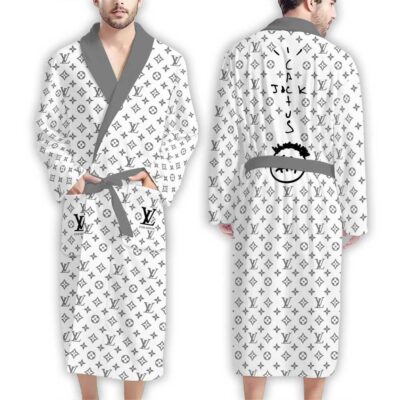 Louis Vuitton Black Pattern Travis Scott Luxury Bathrobe