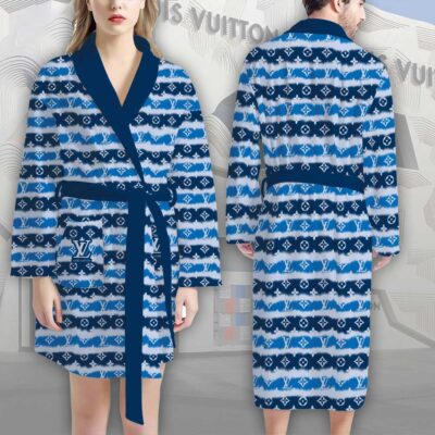 Louis Vuitton Blue Pattern Luxury Bathrobe 2