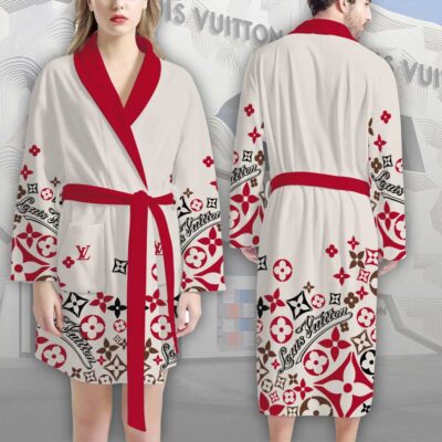Louis Vuitton Red Pattern Luxury Bathrobe 2