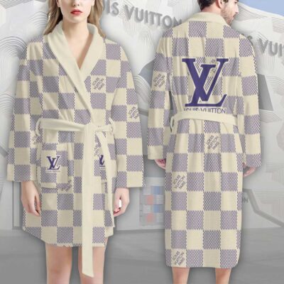 Louis Vuitton White Dots Pattern Luxury Bathrobe 2
