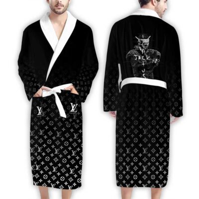 Louis Vuitton White Pattern Travis Scott Luxury Bathrobe