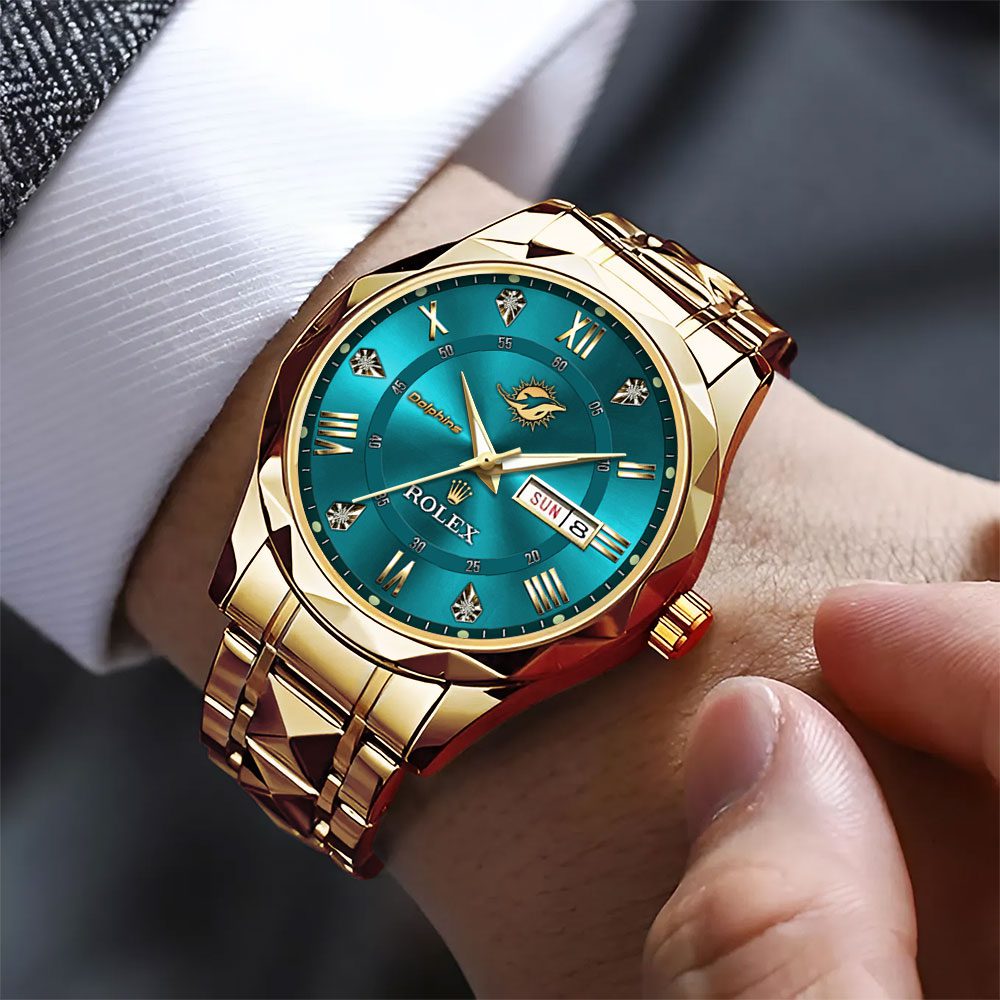 Miami-Dolphins-x-Rolex-Alloy-Luxury-Quartz-Watch-2 Miami Dolphins x Rolex Alloy Luxury Quartz Watch 2