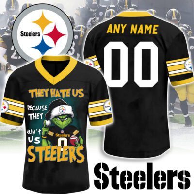 Pittsburgh Steelers x The Grinch "They Hate Us" Christmas Football Jersey