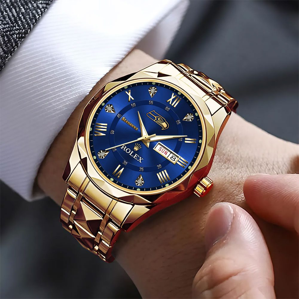 Seattle-Seahawks-x-Rolex-Alloy-Luxury-Quartz-Watch-2 Seattle Seahawks x Rolex Alloy Luxury Quartz Watch 2