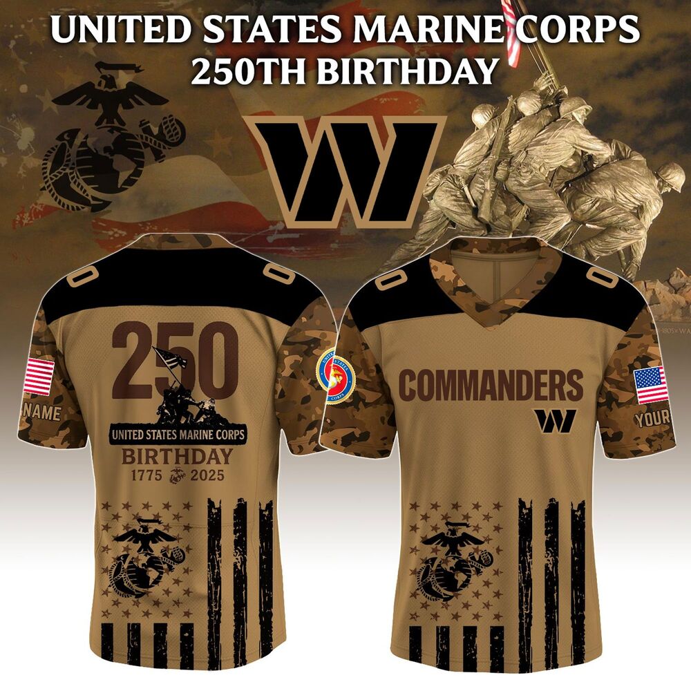 Washington-Commanders-x-U.S.-Marine-Corps-250th-Birthday-Football-Jersey-2025-Custom Washington Commanders x U.S. Marine Corps 250th Birthday Football Jersey 2025 Custom