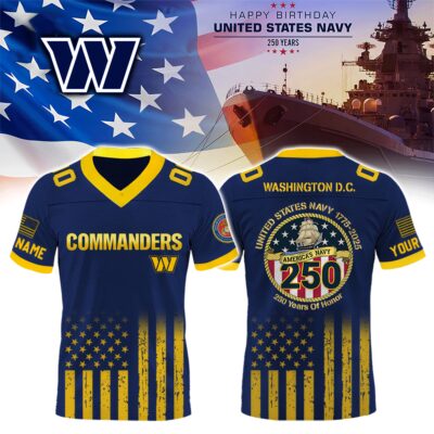 Washington Commanders x U.S. Navy 250th Birthday Football Jersey 2025 Custom