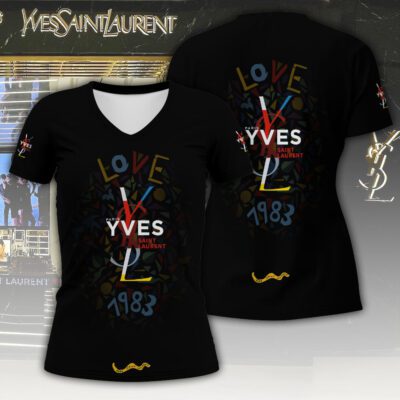 YSL Love 1983 Luxury Women V-neck T-shirt VNL1093