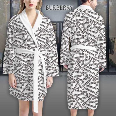 Burberry Black White Pattern Luxury Bathrobe 2