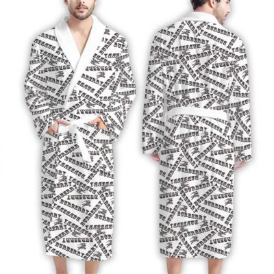 Burberry Black White Pattern Luxury Bathrobe