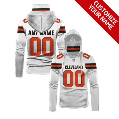 Cleveland Browns Nfl American Football Team Logo White Jersey Style Custom Number Name For Browns Fans Gaiter Hoodie GH0386