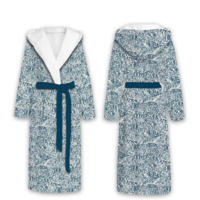 Dior Shawn Stussy Pattern Luxury Unisex Flannel Hooded Bathrobe