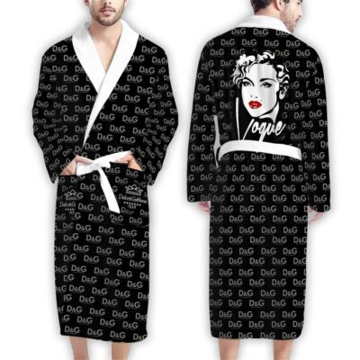 Dolce & Gabbana Black Pattern Madonna Luxury Bathrobe