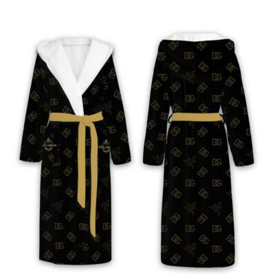 Dolce & Gabbana Razer Pattern Luxury Unisex Flannel Hooded Bathrobe