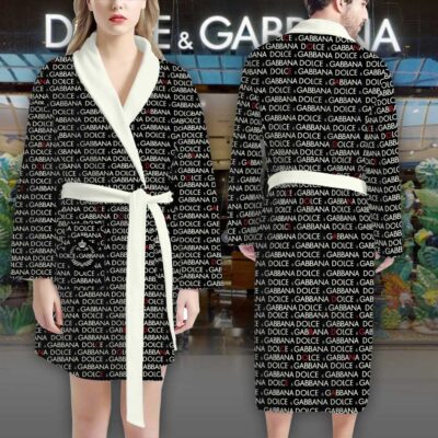 Dolce Gabbana Red DG Pattern Luxury Bathrobe 2