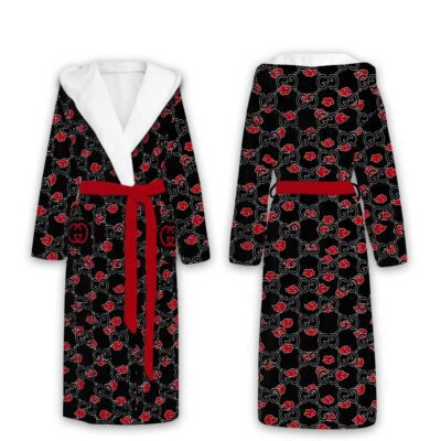 Gucci Akatsuki Pattern Luxury Unisex Flannel Hooded Bathrobe