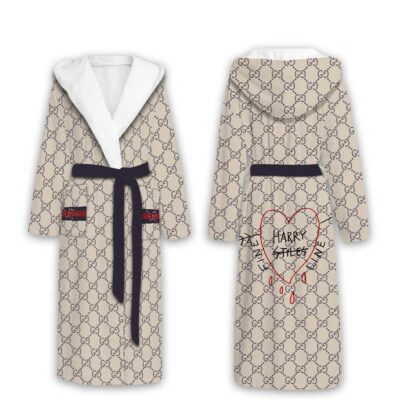 Gucci Harry Styles Snake Pattern Luxury Unisex Flannel Hooded Bathrobe