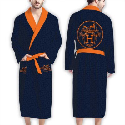 Hermes Blue Pattern Luxury Bathrobe
