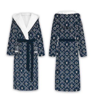 Louis Vuitton 1854 Pattern Luxury Unisex Flannel Hooded Bathrobe