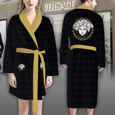 Versace Black Pattern Luxury Bathrobe 2