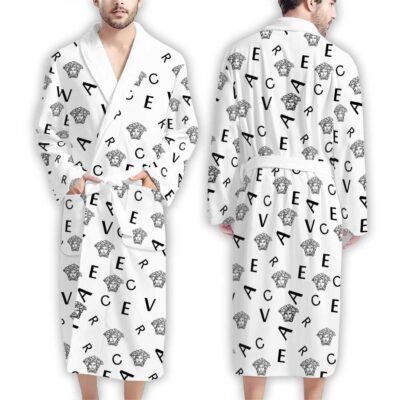 Versace Black White Pattern Luxury Bathrobe