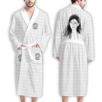 Versace Black White Zhao Lusi Pattern Luxury Bathrobe