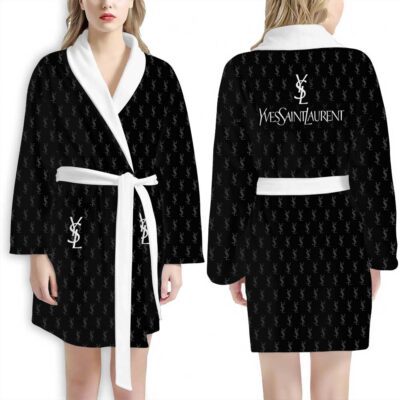 YSL Logo Pattern Luxury Bathrobe 1
