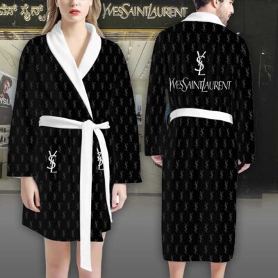 YSL Logo Pattern Luxury Bathrobe 2