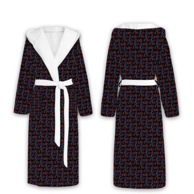 Yves Saint Laurent Color YSL Pattern Luxury Unisex Flannel Hooded Bathrobe