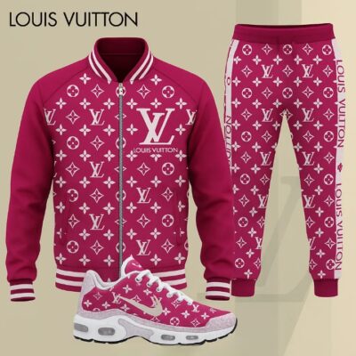 Louis Vuitton LV Pinky Luxury Brand Premium Varsity Tracksuit Air Max Set