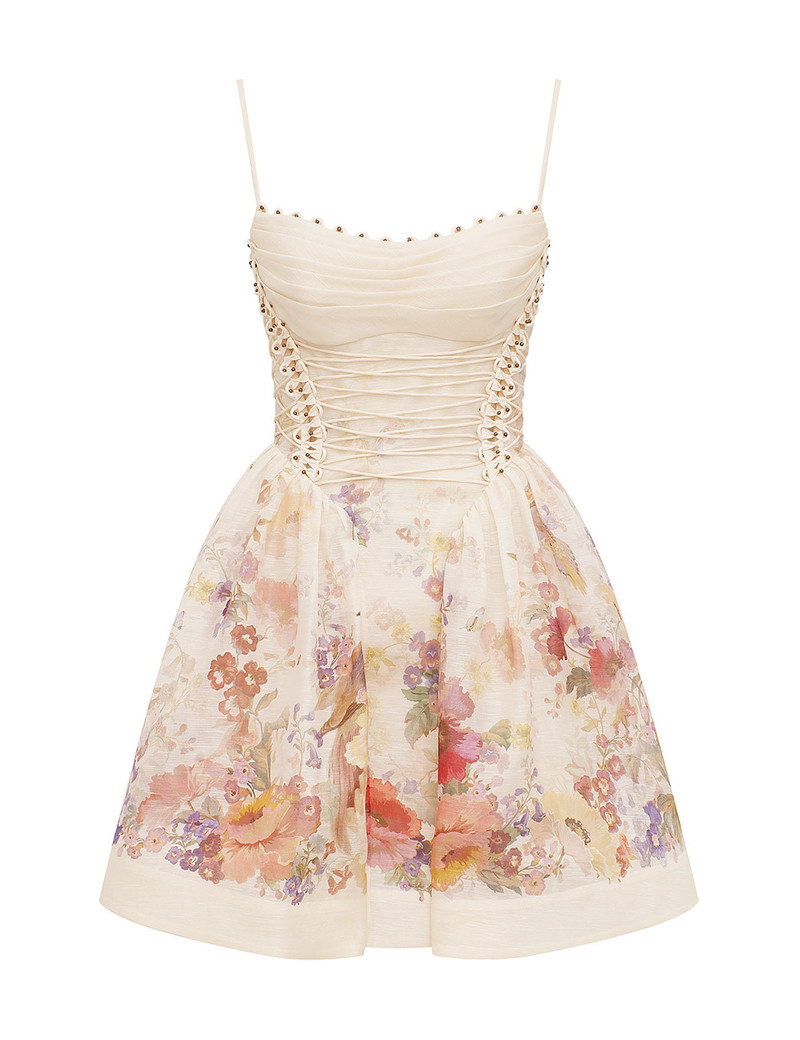 Zimmermann-Alchemy-Beaded-Mini-Dress-Cream-Multi-Floral Zimmermann Alchemy Beaded Mini Dress - Cream Multi Floral