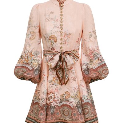 Zimmermann Alchemy Button Mini Dress - Pink Paisley