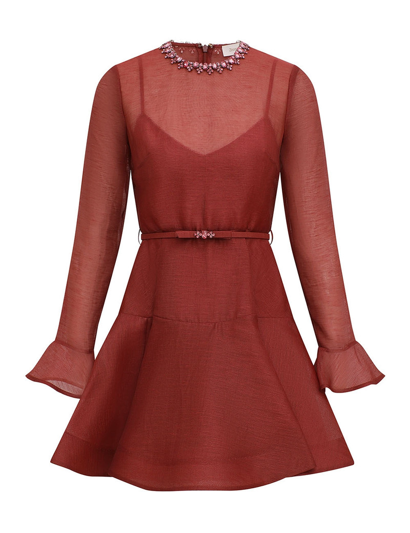 Zimmermann-Alchemy-Peplum-Mini-Dress-Lipstick Zimmermann Alchemy Peplum Mini Dress - Lipstick