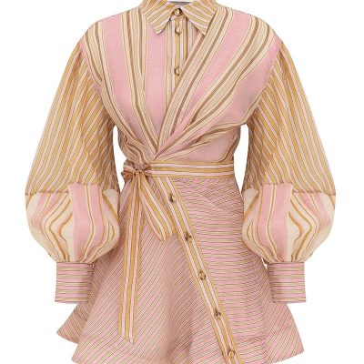 Zimmermann Alchemy Striped Mini Dress - Multi Pink Stripe