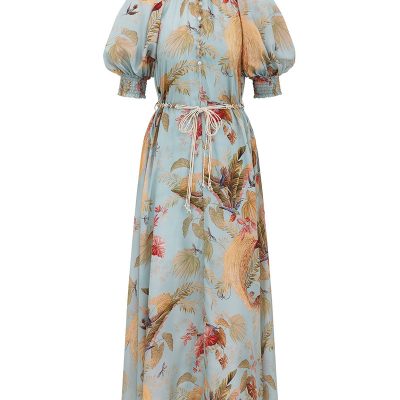 Zimmermann Ascension Billow Maxi Dress - Aqua Palm Floral