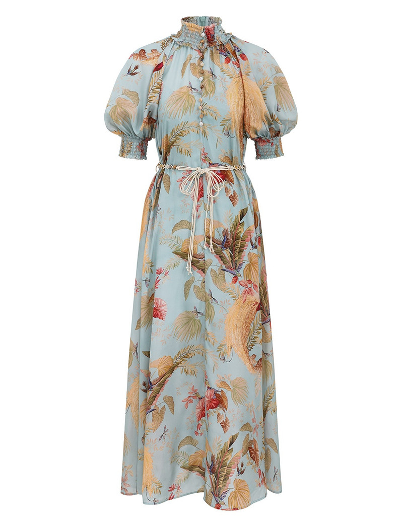 Zimmermann-Ascension-Billow-Maxi-Dress-Aqua-Palm-Floral Zimmermann Ascension Billow Maxi Dress - Aqua Palm Floral