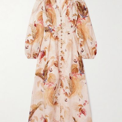 Zimmermann Ascension Printed Linen Midi Dress - Orange