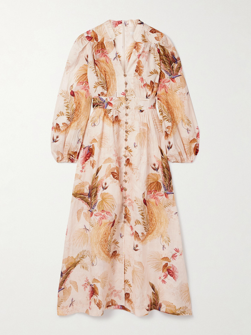 Zimmermann-Ascension-Printed-Linen-Midi-Dress-Orange Zimmermann Ascension Printed Linen Midi Dress - Orange