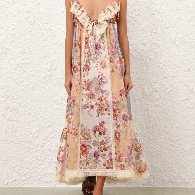 Zimmermann Awaken Lace Trim Dress - Spliced Print 1 Zimmermann Awaken Lace Trim Dress Spliced Print 1
