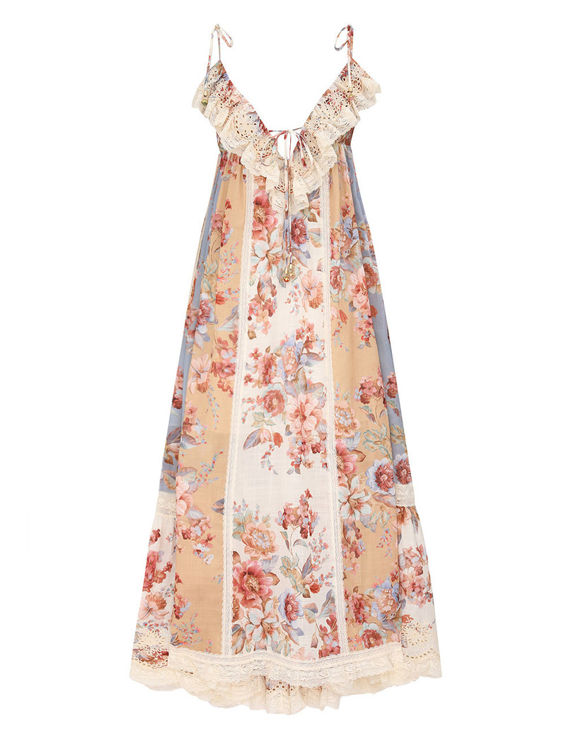 Zimmermann-Awaken-Lace-Trim-Dress-Spliced-Print Zimmermann Awaken Lace Trim Dress - Spliced Print