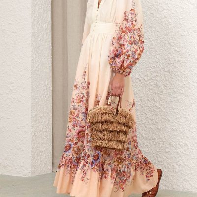 Zimmermann Awaken Plunge Maxi Dress Ivory Floral 2