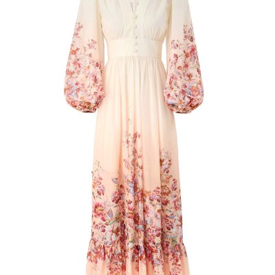 Zimmermann Awaken Plunge Maxi Dress - Ivory Floral