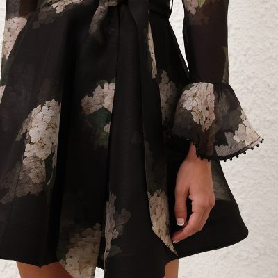 Zimmermann Balance Long Sleeve Mini Dress - Black Hydrangea 4 Zimmermann Balance Long Sleeve Mini Dress Black Hydrangea 4