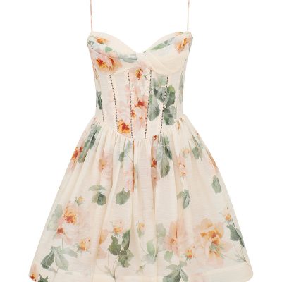 Zimmermann Carousel Corset Mini Dress - Cream Rose