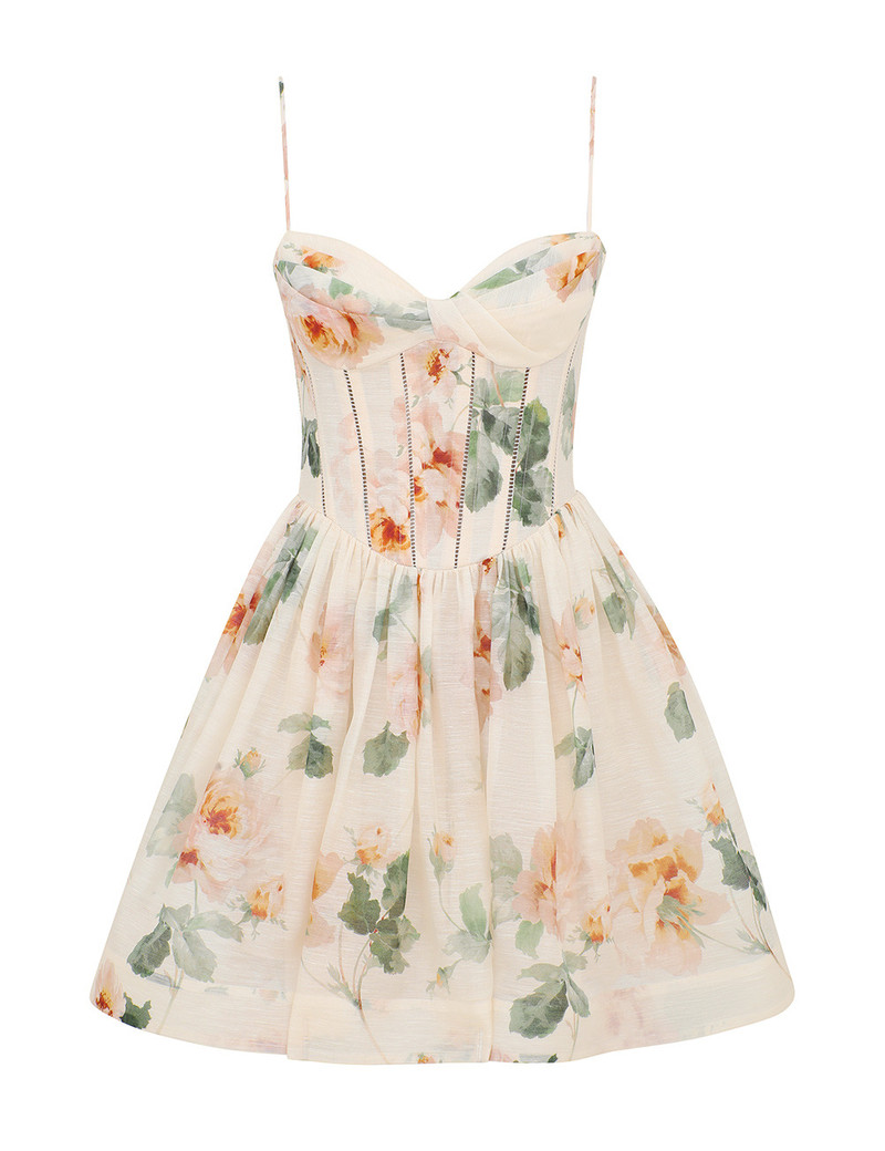 Zimmermann-Carousel-Corset-Mini-Dress-Cream-Rose Zimmermann Carousel Corset Mini Dress - Cream Rose