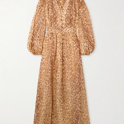 Zimmermann Cascadian Leopard-Print Linen Maxi Dress - Animal Print