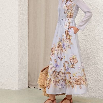 Zimmermann Coco Billow Maxi Dress - Powder Blue Multi Floral 2 Zimmermann Coco Billow Maxi Dress Powder Blue Multi Floral 2