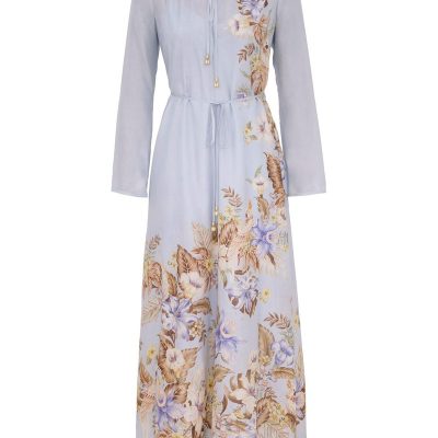 Zimmermann Coco Billow Maxi Dress - Powder Blue Multi Floral