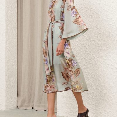 Zimmermann Coco Tunic Midi Dress - Sage Multi Floral 2 Zimmermann Coco Tunic Midi Dress Sage Multi Floral 2