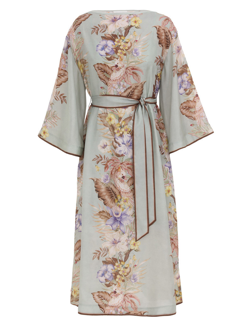 Zimmermann-Coco-Tunic-Midi-Dress-Sage-Multi-Floral Zimmermann Coco Tunic Midi Dress - Sage Multi Floral
