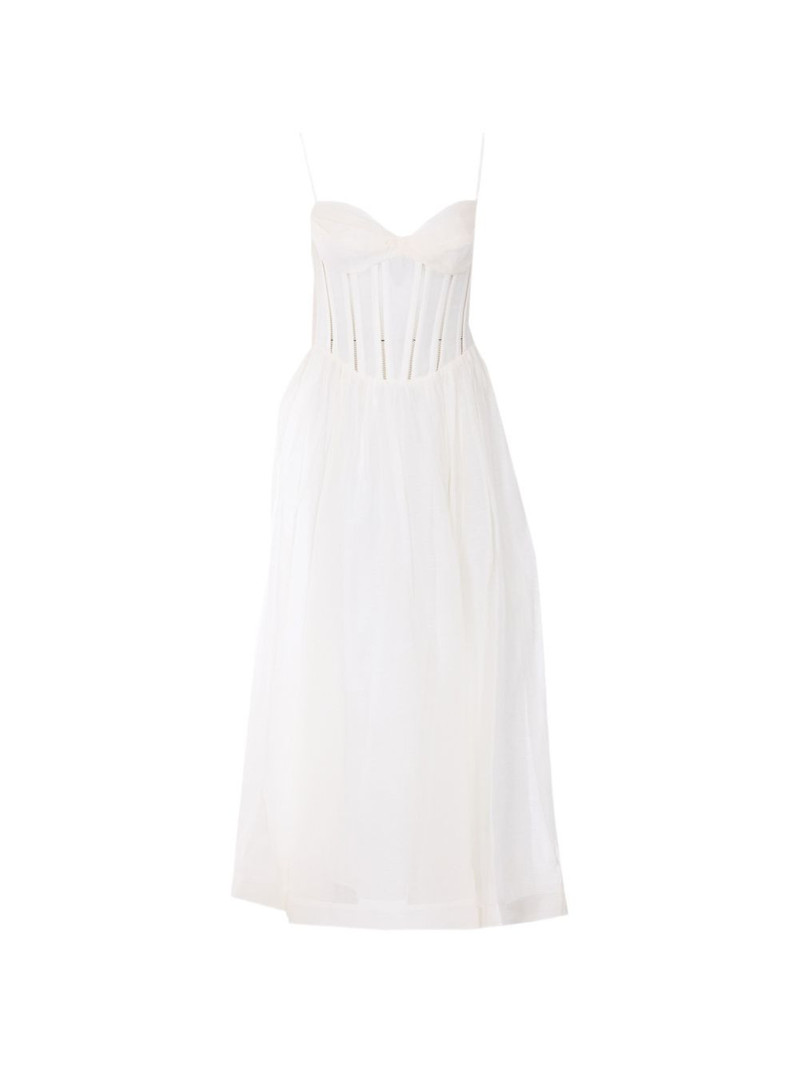 Zimmermann-Corset-Midi-Dress-White Zimmermann Corset Midi Dress - White